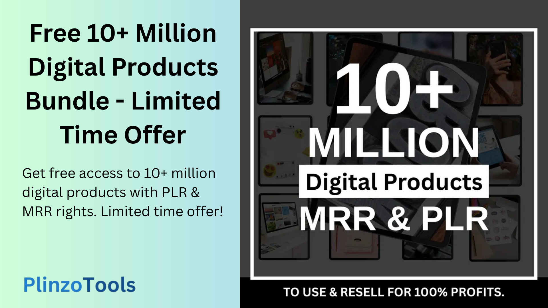 Get free access to 10+ million digital products with PLR & MRR rights. Use our tools, share screenshots, receive instant WhatsApp delivery. Limited time offer!